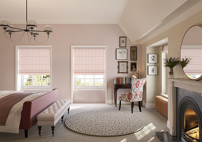 Lace Stripes, Coral - Motorised Roman Blind - Image 8
